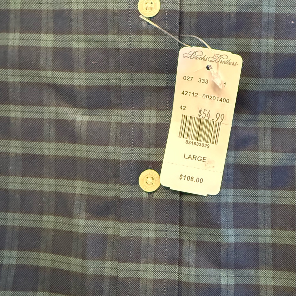 Brooks Brothers Blue and Green Plaid Button-Down Shirt - Picture 3 of 3